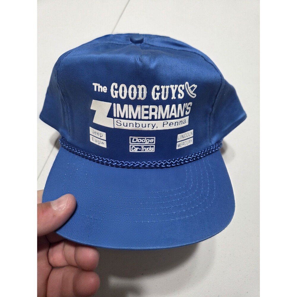 ​Vintage Zimmerman's Dodge Jeep Trucker Hat Snapback Cap Blue Sunbury PA